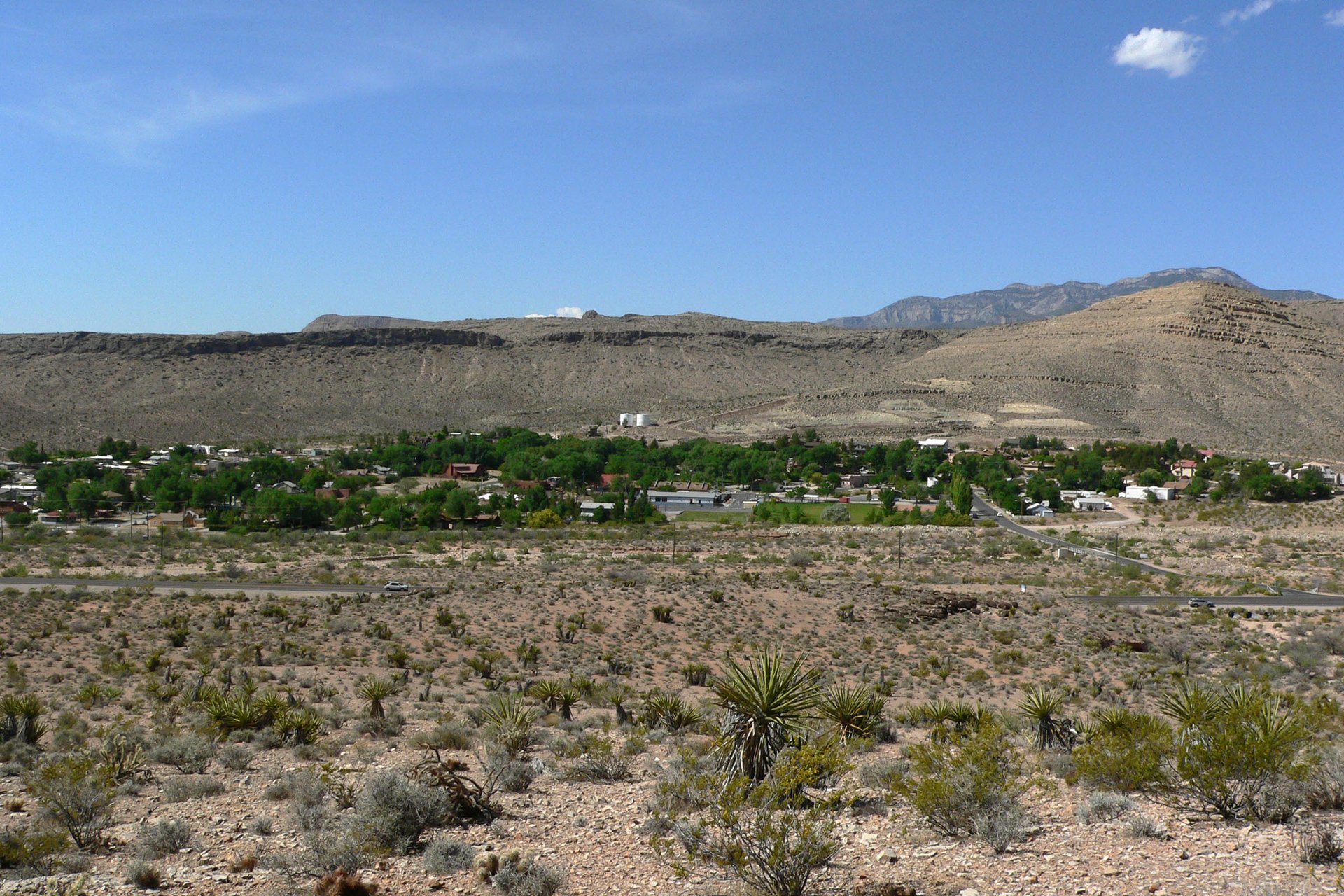 Blue Diamond village and surrounding desert hills in Nevada